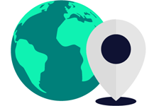 Globe and location icon