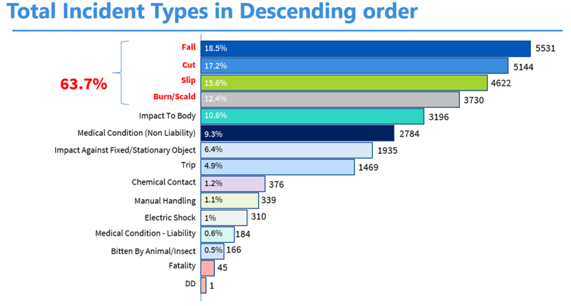 Graph of total incident types in descending order