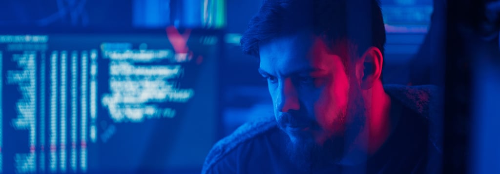 Cyber security generic image showing male using a laptop